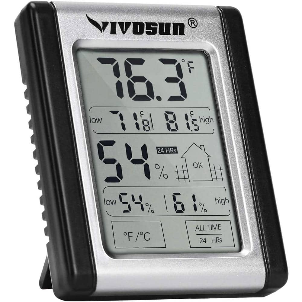 VIVOSUN Indoor Outdoor Thermometer Wireless Digital Hygrometer Temperature  and Humidity Monitor with Touchscreen LCD Backlight, 200ft/60m Range