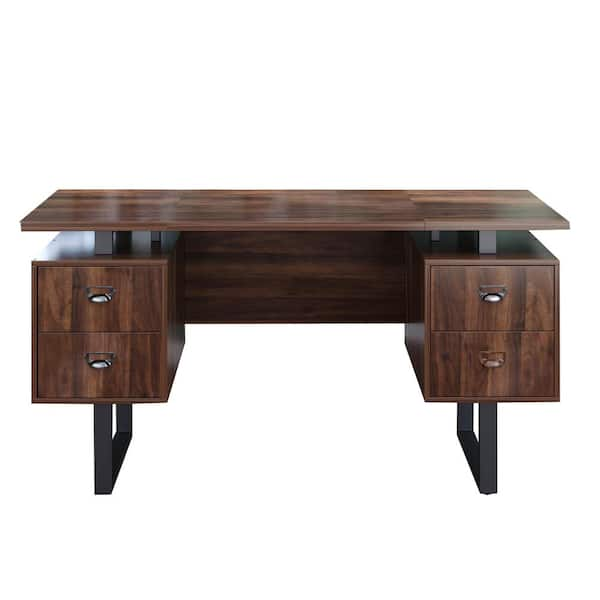 Modern Rectangular Home Office Desk with Drawers in Black  Home office  desks, Desk with drawers, Modern home office desk