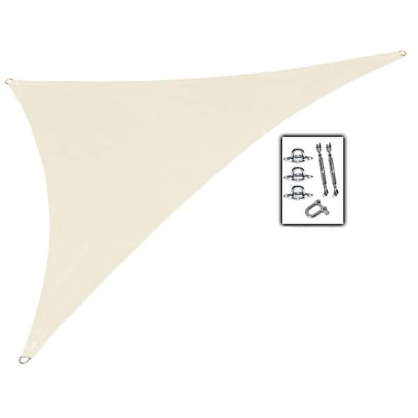 Coolaroo 15 ft. x 12 ft. x 9 ft. Ivory Right Triangle Ultra Shade Sail with Kit