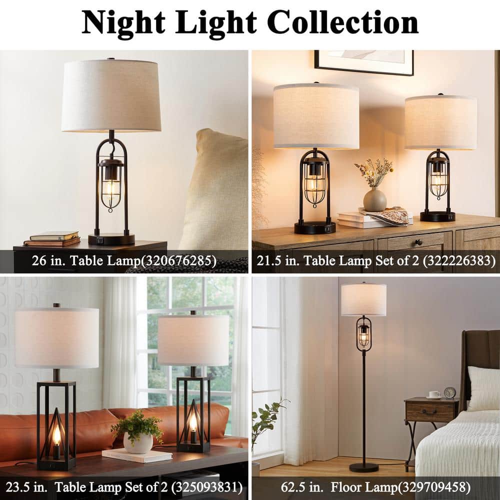 62.5" Bronze Arc Floor Lamp with Lantern Night Light