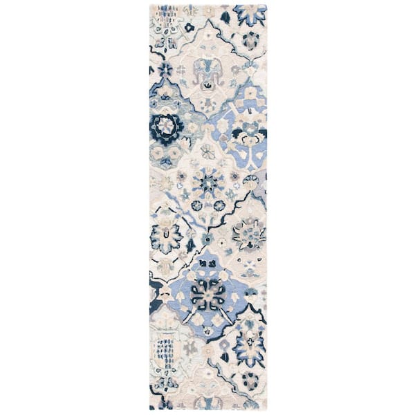 SAFAVIEH Glamour Beige/Blue 2 ft. x 6 ft. Floral Runner Rug