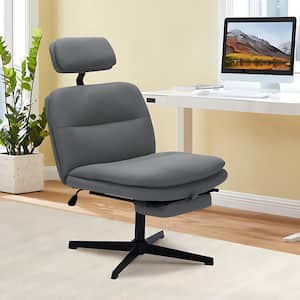 Alintoner Fabric Modern Upholstered Swivel Executive Chair Ergonomic Task Chair in Gray with Tilt, Headrest and Footrest