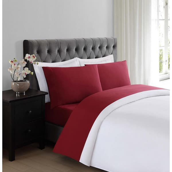 Truly Soft Red 4-Piece Solid 180 Thread Count Microfiber Queen Sheet Set  SS1658RDQN-4700 - The Home Depot