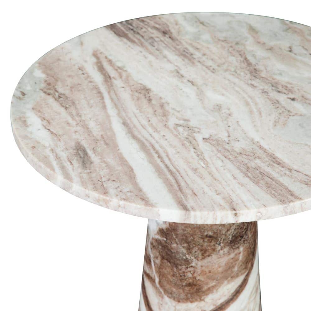 Joni 18 in. Brown Round Marble End Table - thumbnail 2