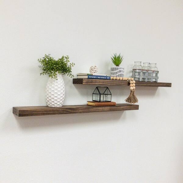 Grayson Lane Brown with Hooks Metal Floating Shelf 8.5-in L x 5-in D (3  Decorative Shelves) in the Wall Mounted Shelving department at