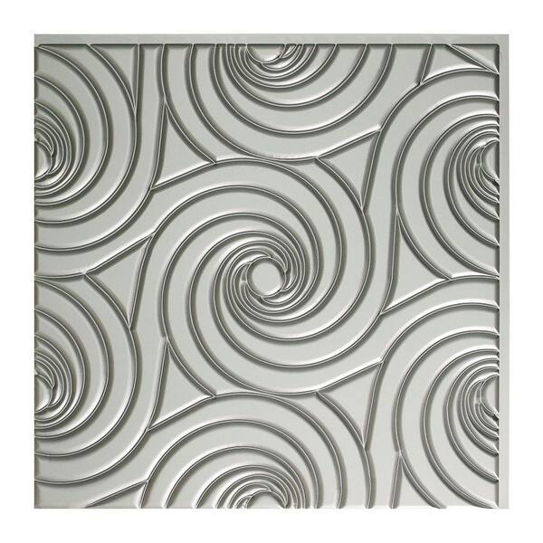 Fasade Typhoon 2 ft. x 2 ft. Glue Up PVC Ceiling Tile in Argent Silver