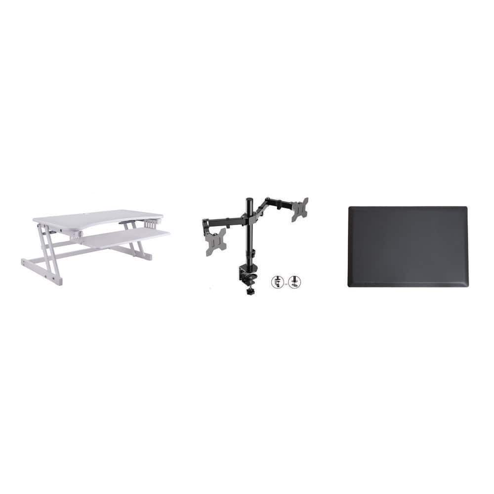 37.5 in. W White Height Adjustable Standing Desk Converter with Dual Monitor Mount and Anti Fatigue Mat Tray price history on PriceWatchPro