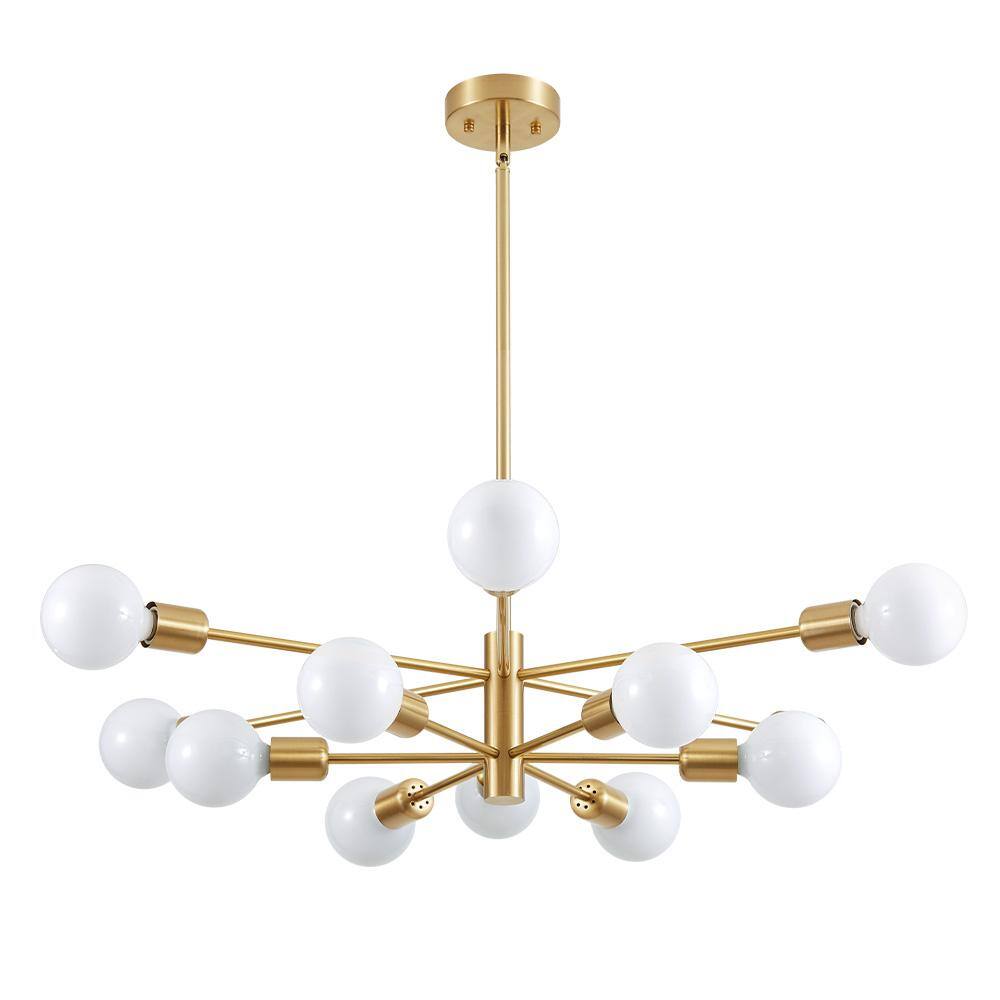 Deyidn Modern 12-Light Gold Sputnik Chandelier Ceiling Light Height ...