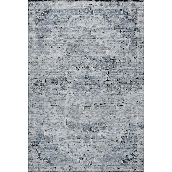 Mayfield Premium Machine Washable Abstract AMF1832 Sky 8 ft. x 10 ft. Area Rug