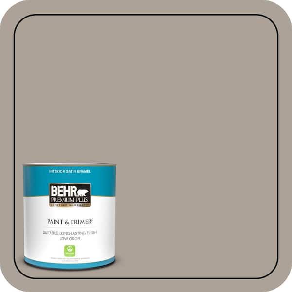 BEHR PREMIUM PLUS 1 qt. #ECC-18-1 Quail Ridge Satin Enamel Low Odor Interior Paint & Primer