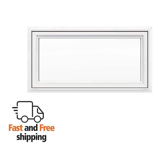 V-4500 48 in. x 24 in. White Vinyl Nailfin Awning Window with Low E, Argon, Screen, and No Grids