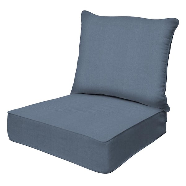 Honeycomb Outdoor Deep Seating Lounge Chair Cushion in Heathered Solid Blue