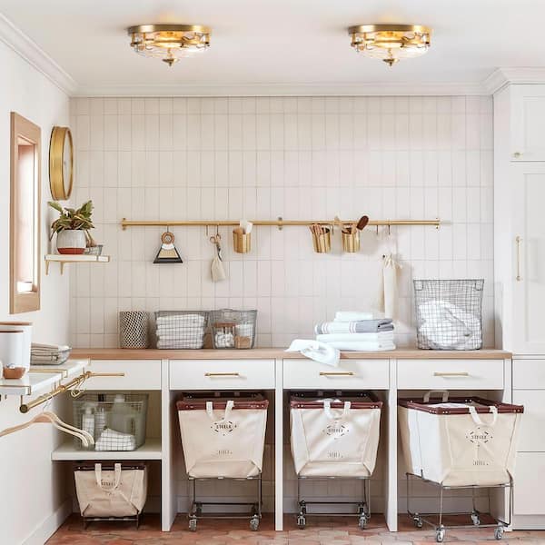 RRTYO Huson 12.9 in. 2-Light Aged Brass Industrial Farmhouse