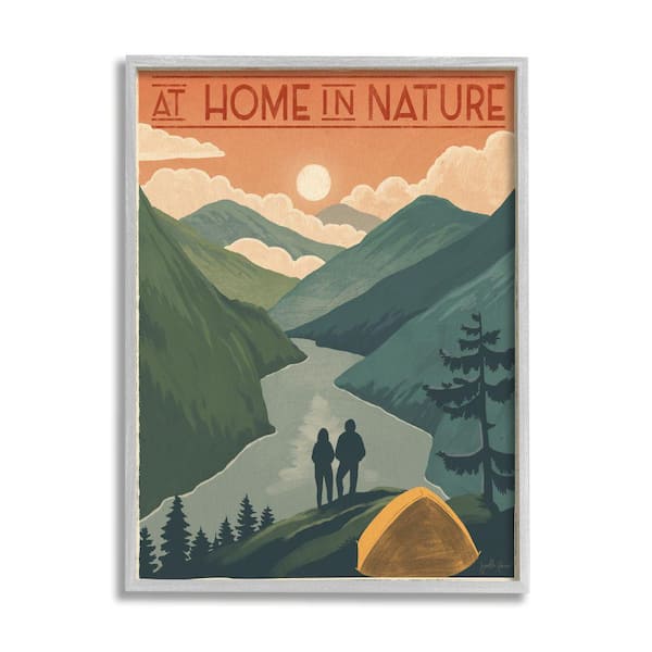 Stupell Industries Home In Nature Phrase Camping Tent Mountain by Janelle Penner Framed Print Typography Texturized Art 16 in. x 20 in.