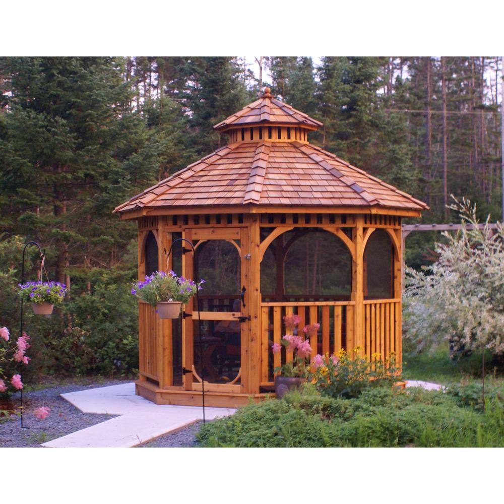 Outdoor Living Today 10 ft. Bayside Cedar Octagon Gazebo with Screen