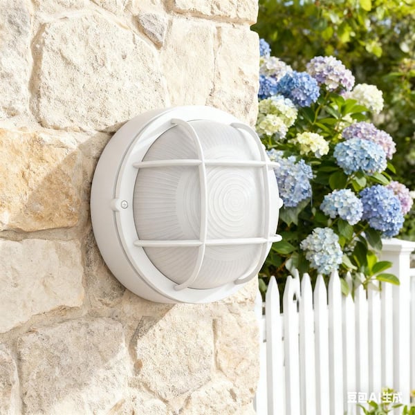 Avex 7.88 in. White Outdoor LED Wall Sconce with Frosted Glass Shade (Set of 2)