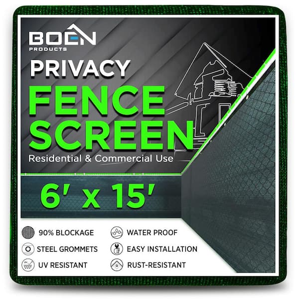 BOEN 6 ft X 15 ft Green Privacy Fence Screen Netting Mesh with Reinforced Grommet for Chain link Garden Fence