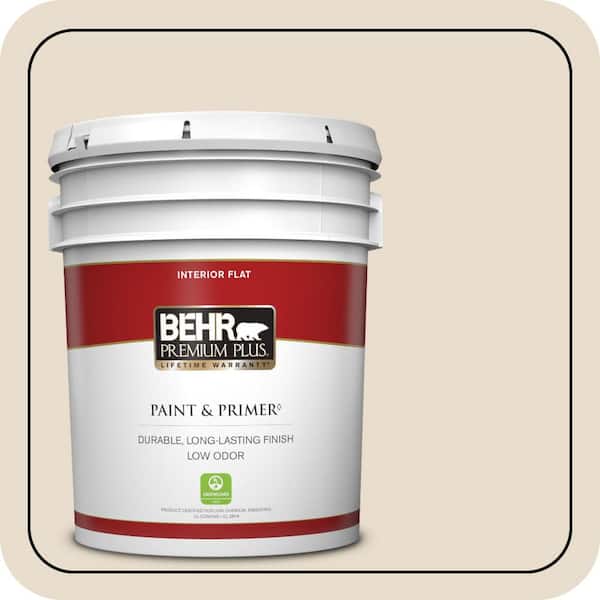 BEHR PREMIUM PLUS 5 gal. #23 Antique White Flat Low Odor Interior Paint & Primer