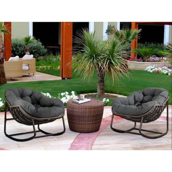 Deluxe Oversized Wicker Rattan Padded Steel Frame Indoor and