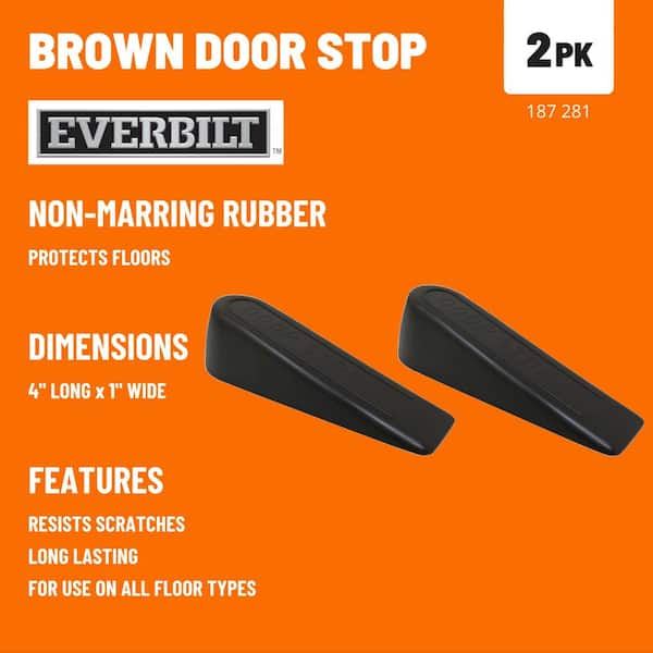 Heavy-Duty Brown Rubber Door Stop (2-Pack)