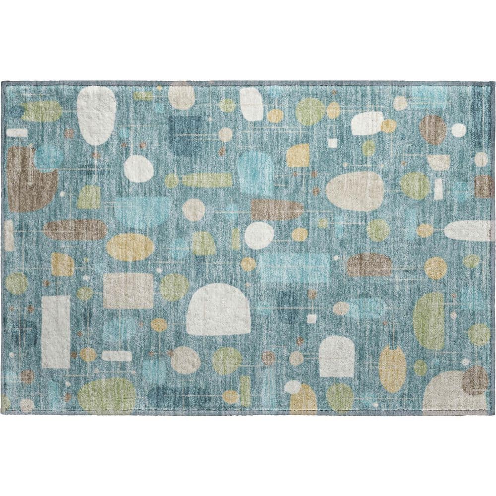 Mayfield Premium Machine Washable Abstract AMF2393 Teal 2 ft. x 3 ft. Accent Rug price history on PriceWatchPro