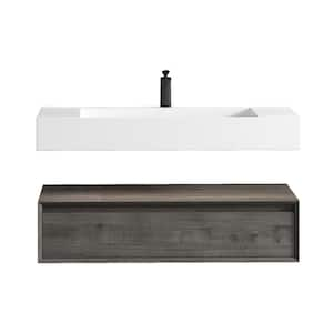 Alysa 42 in. W. x 20 in. D x 23 in. H Single Sink Floating Bath Vanity in Smoke Oak with White Acrylic Top