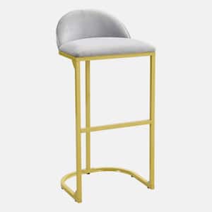 29.3 in. GreyandGold Metal Counter Height Bar Stools Set of 2 with Back and Footrest