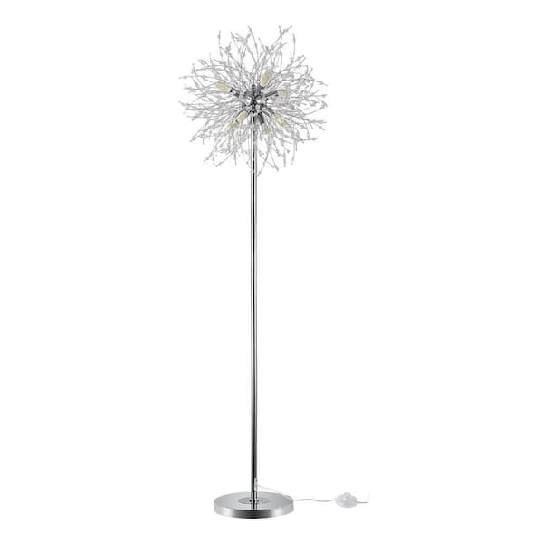 Staykiwi 69 in. Silver 8-Light Crystal Elegant Modern Floor Lamp with Firework Crystal Harnesses (Bulbs NOT Included)