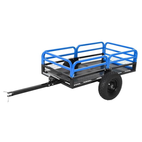 1500 lbs Heavy Duty Steel Dump Cart with Removable Side All-Terrain Pneumatic Tires Tow Behind ATV, UTV Blue