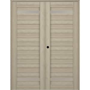 Perla 36 in. x 80 in. Right Hand Active 2-Lite Frosted Glass Shambor Wood Composite Double Prehung French Door