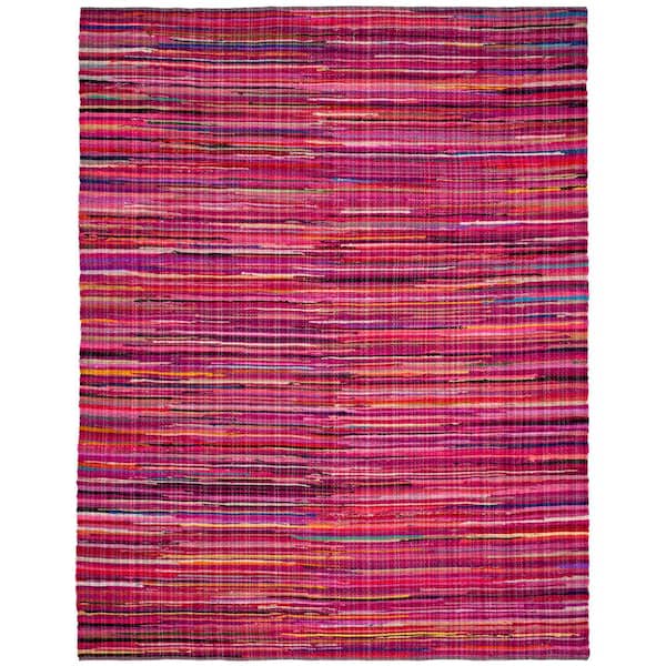 SAFAVIEH Rag Rug Red/Multi 8 ft. x 10 ft. Distress Striped Area Rug
