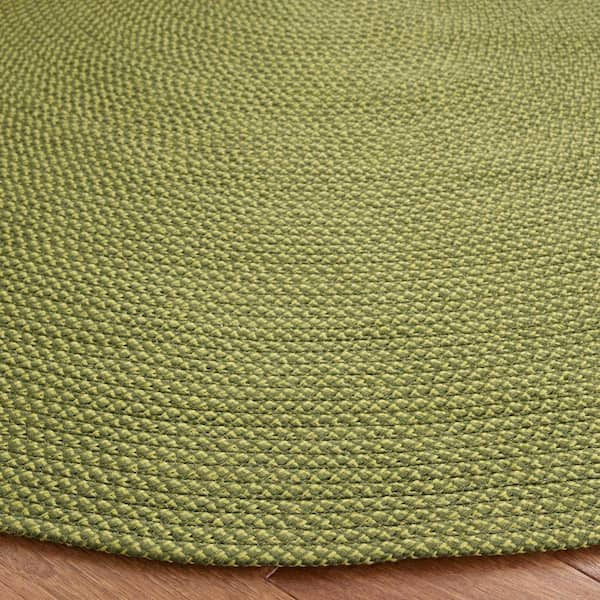 SAFAVIEH Braided Olive Green 4 ft. x 4 ft. Abstract Round Area Rug  BRD403X-4R - The Home Depot