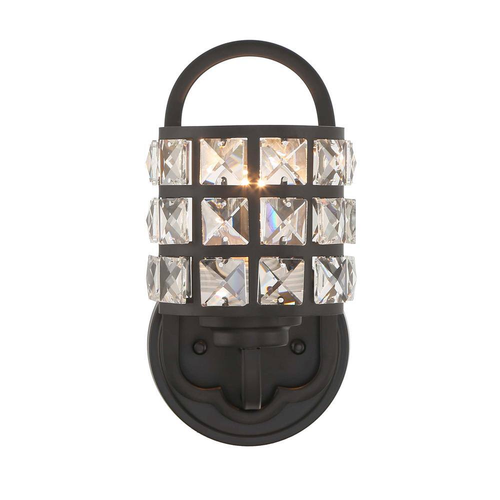 Matte Black Crystal Dimmable Vanity Sconce