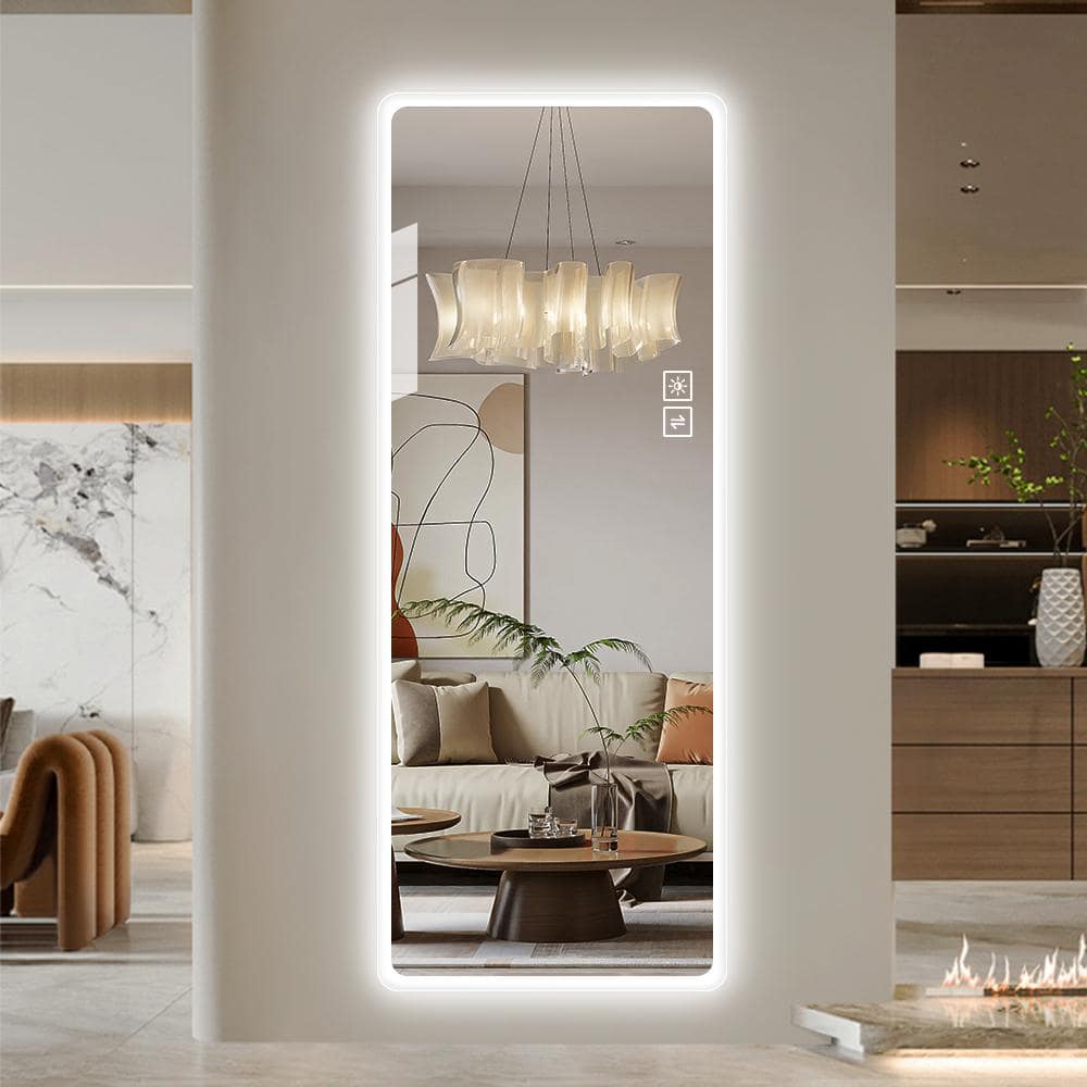 Contemporary 21 in. W x 65 in. H Rectangle Frameless Clear Wall-Mounted Ful