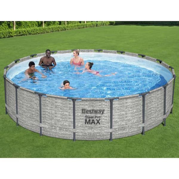 48 Metal Round - Deep Bestway Frame Pro ft. in Cover ft. 5618XE-BW 18 Ground x Home Above 18 & Pump The Pool with Depot MAX Swimming