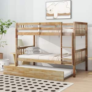 Harper & Bright Designs White Wood Full Over Full Bunk Bed with Trundle ...