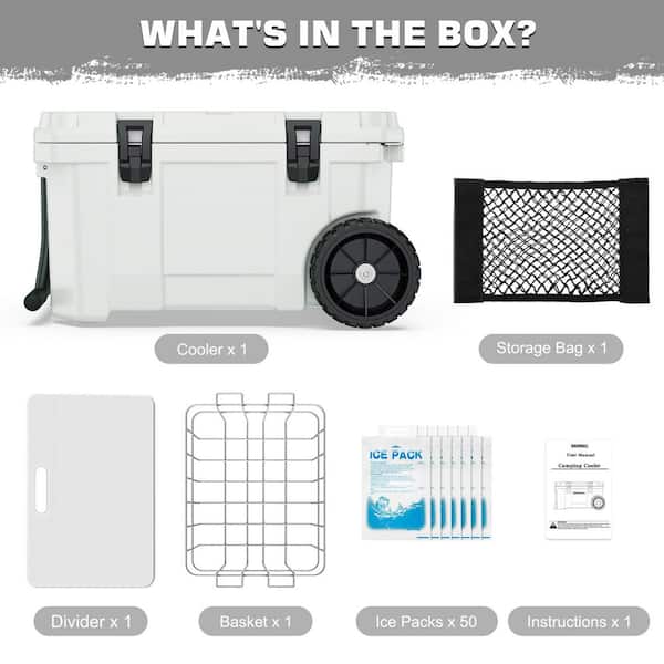 futhork White 55 qt. Portable Chest Cooler, Leak-Proof Outdoor