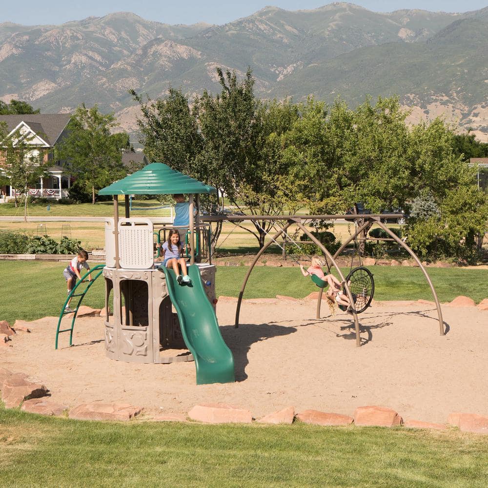 Lifetime Adventure Tower Swing Set with Slide and Climbing Wall