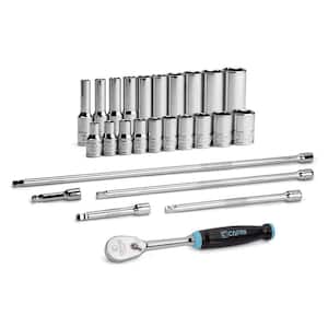 1/4 in. Drive 6-Point SAE Master Chrome Socket Set with Extension and 90-Tooth Soft Grip Ratchet (26-Piece)