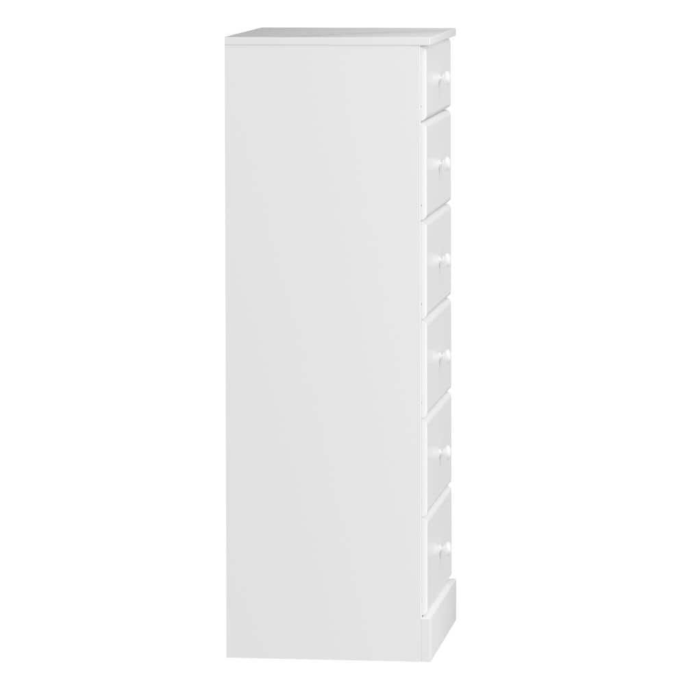 Astrid White 6-Drawer Tall Lingerie Dresser with Solid Wood Knobs