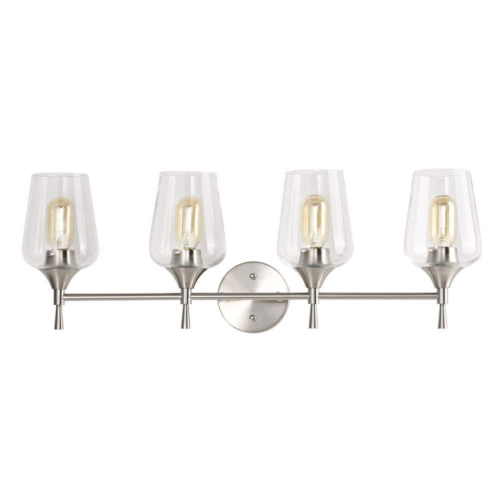 Edvivi Arlo 30 in. 4Lights Brushed Nickel Vanity Light with Clear