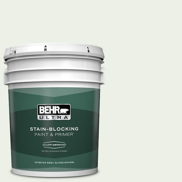 BEHR ULTRA 5 gal. #440C-1 Cool White Extra Durable Semi-Gloss Enamel Interior Paint & Primer