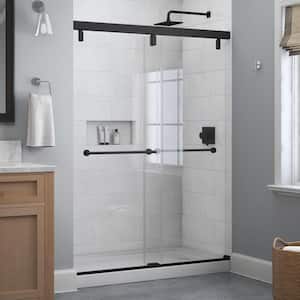 Mod 60 in. x 71-1/2 in. Soft-Close Frameless Sliding Shower Door in Matte Black with 1/4 in. (6mm) Clear Glass