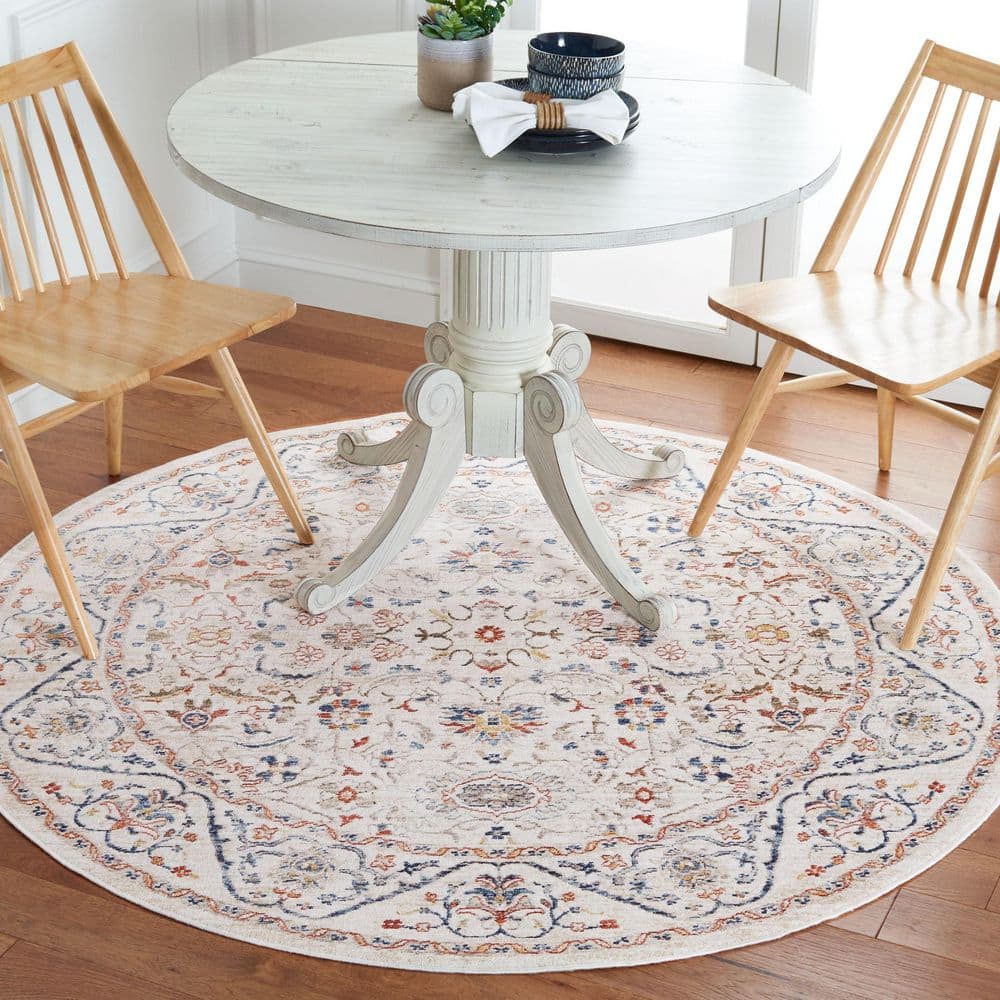 Olympia 6 ft. x 6 ft. Ivory/Navy Oriental Border Distressed Round Area Rug price history on PriceWatchPro