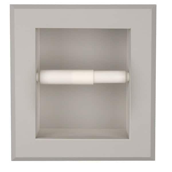 Recessed Toilet Paper Holder Primed Gray Solid Wood Tripoli with Bevel Frame