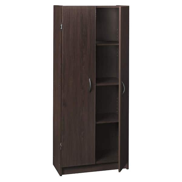 ClosetMaid 12.3 in. W x 59.6 in. H x 24 in. D Wooden Pantry Freestanding Cabinet for Added Storage and Organization in Espresso