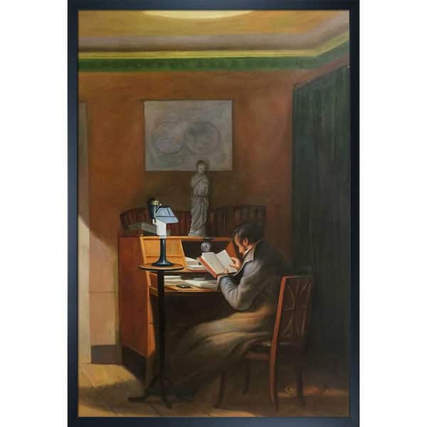 LA PASTICHE 25.5 in. x 37.5 in. Elegant Reader by Georg Friedrich Kersting Studio Black Wood Framed Abstract Painting Art Print