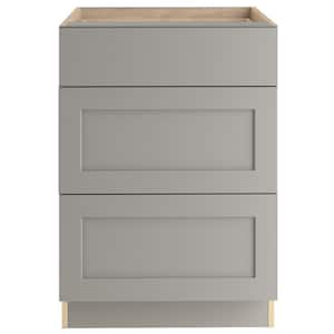 Edson Shaker Assembled 24x34.5x24 in. Base Cabinet with 3-Soft Close Drawers in Gray