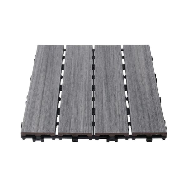 FIROMO 11.8 in. x 11.8 in. Wood-Plastic Composite Patio Deck Tiles Patio Floor Tiles, Natural Ash (22-Pieces)