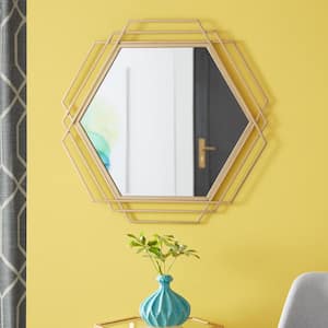 Medium Hexagonal Gold Modern Accent Mirror (26 in. H x 27 in. W)